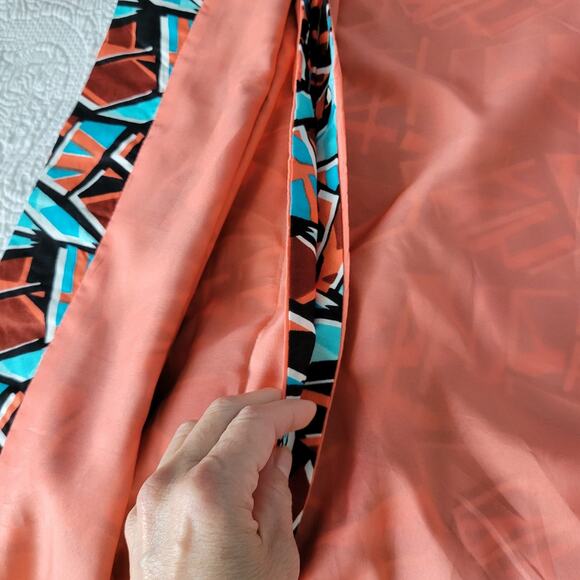 Dopamine Mid Century Mod Pink 60s Psychedelic Long Coat Handmade Teal - Picture 11 of 16